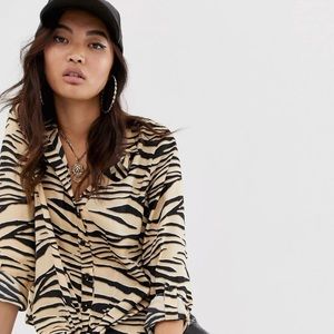 🆕•RIVER ISLAND• tie front animal print shirt